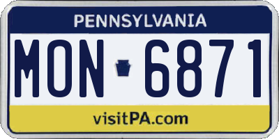 PA license plate MON6871