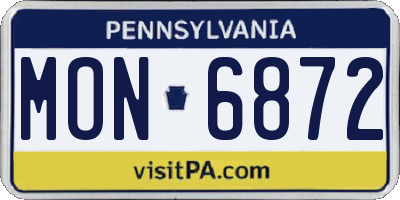 PA license plate MON6872