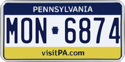 PA license plate MON6874