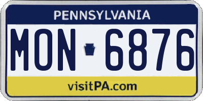 PA license plate MON6876
