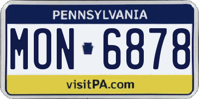 PA license plate MON6878