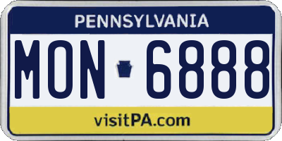 PA license plate MON6888