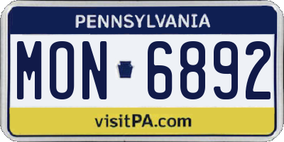 PA license plate MON6892