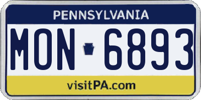 PA license plate MON6893