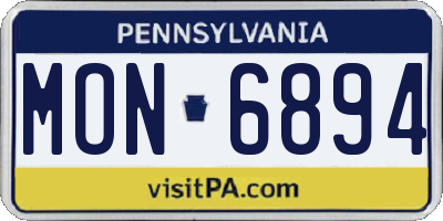 PA license plate MON6894