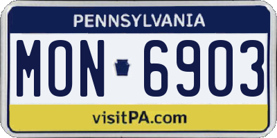 PA license plate MON6903