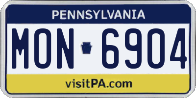 PA license plate MON6904