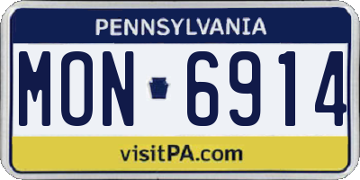 PA license plate MON6914