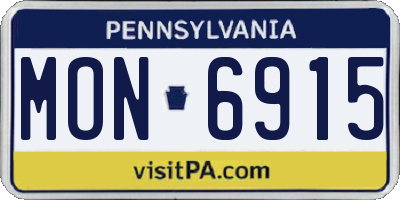 PA license plate MON6915