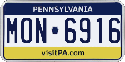 PA license plate MON6916