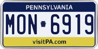 PA license plate MON6919