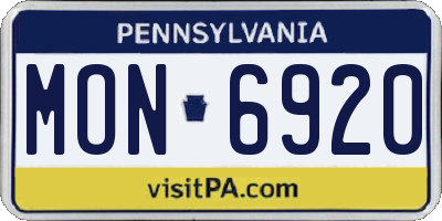 PA license plate MON6920