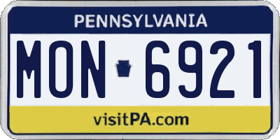 PA license plate MON6921