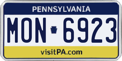 PA license plate MON6923