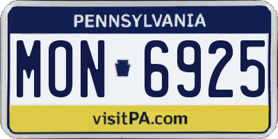 PA license plate MON6925