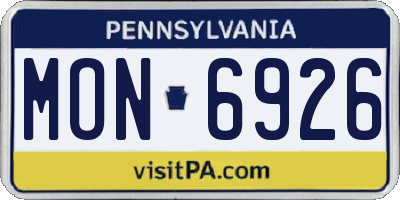 PA license plate MON6926