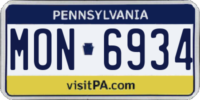 PA license plate MON6934