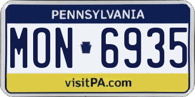 PA license plate MON6935