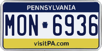 PA license plate MON6936