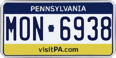 PA license plate MON6938