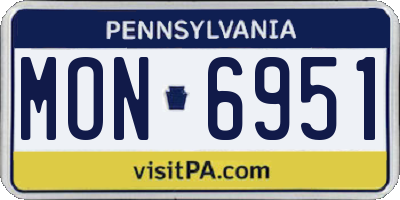 PA license plate MON6951