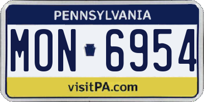 PA license plate MON6954