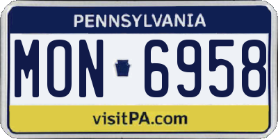 PA license plate MON6958