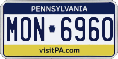 PA license plate MON6960