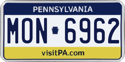 PA license plate MON6962