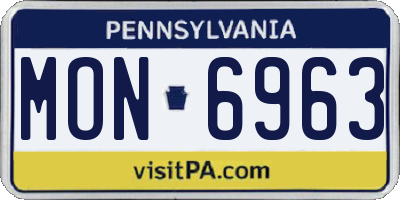 PA license plate MON6963