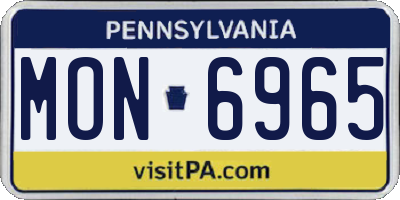 PA license plate MON6965
