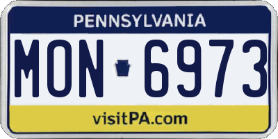 PA license plate MON6973