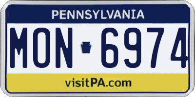 PA license plate MON6974