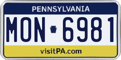 PA license plate MON6981