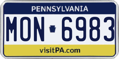 PA license plate MON6983