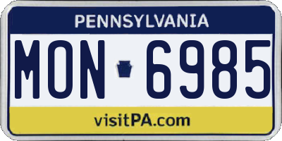 PA license plate MON6985
