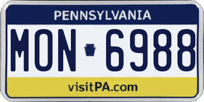 PA license plate MON6988