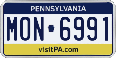 PA license plate MON6991