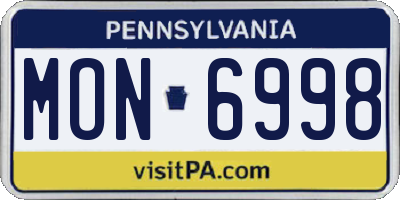 PA license plate MON6998