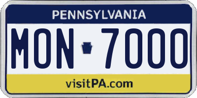 PA license plate MON7000