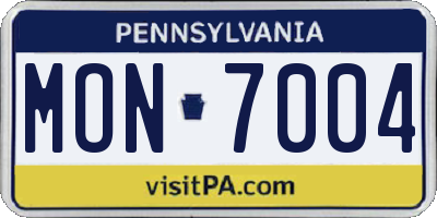 PA license plate MON7004