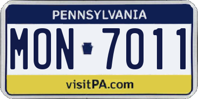 PA license plate MON7011