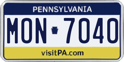 PA license plate MON7040