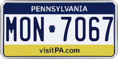 PA license plate MON7067