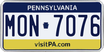 PA license plate MON7076