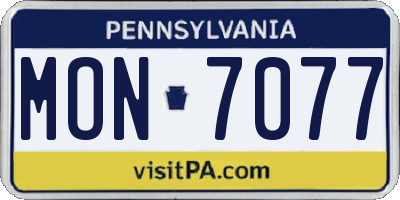 PA license plate MON7077