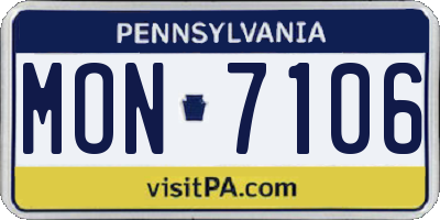 PA license plate MON7106