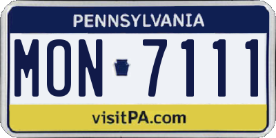 PA license plate MON7111