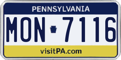 PA license plate MON7116