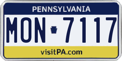 PA license plate MON7117